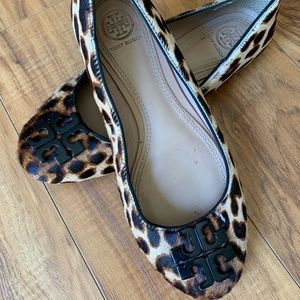 Tory Burch leopard calf hair flats